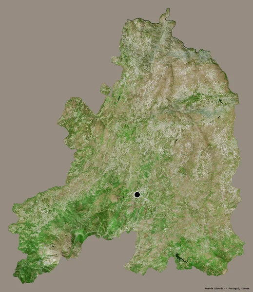 ポルトガルの首都グアルダの形は しっかりとした色の背景に隔離されています 衛星画像 3Dレンダリング — ストック写真