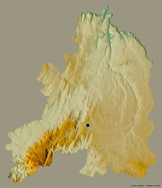 ポルトガルの首都グアルダの形は しっかりとした色の背景に隔離されています 地形図 3Dレンダリング — ストック写真