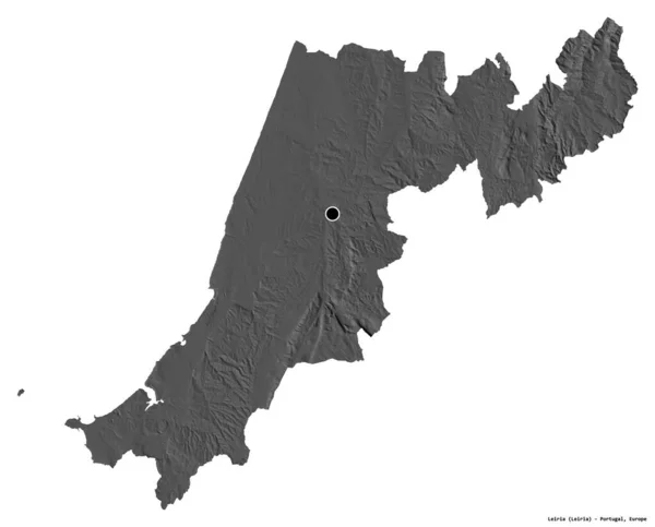 Форма Лейрії Району Португалії Столицею Ізольованою Білому Тлі Білевелівська Карта — стокове фото