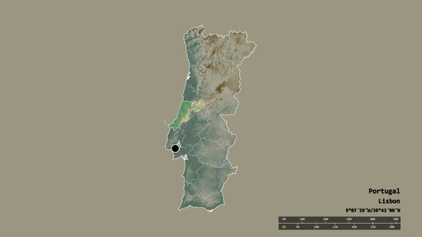 Afgebroken Vorm Van Portugal Met Hoofdstad Belangrijkste Regionale Divisie Het — Stockfoto