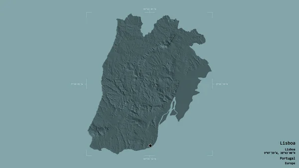 Район Лиссабона Район Португалии Изолирован Твердом Фоне Геометрической Коробке Метки — стоковое фото