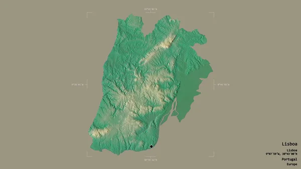 ポルトガルの地区 リスボンのエリアは 洗練された境界ボックスにしっかりとした背景に隔離されています ラベル 地形図 3Dレンダリング — ストック写真