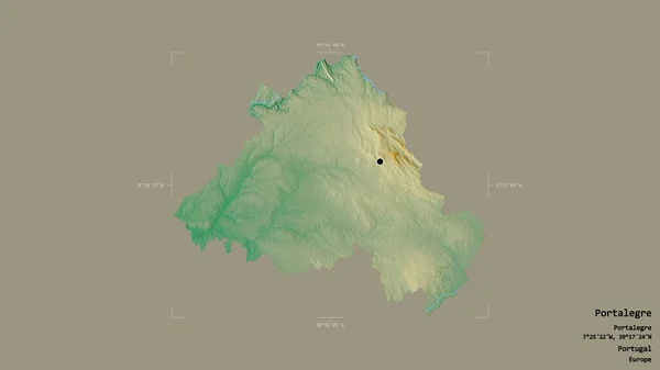 ポルトガルの地区 ポルトガルのポルトガルのエリアは 洗練された境界線の箱の中にしっかりとした背景に隔離されています ラベル 地形図 3Dレンダリング — ストック写真