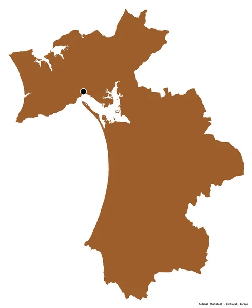 Form Setubal Distriktet Portugal Med Huvudstaden Isolerad Vit Bakgrund Sammansättning — Stockfoto