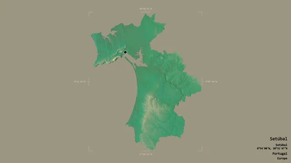 Район Сетубал Округ Португалии Изолирован Твёрдом Фоне Геометрической Коробке Метки — стоковое фото
