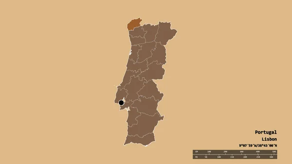 Afgebroken Vorm Van Portugal Met Haar Hoofdstad Belangrijkste Regionale Divisie — Stockfoto