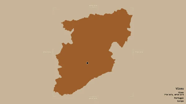 Området Viseu Distriktet Portugal Isolerat Solid Bakgrund Georefererad Avgränsningsbox Etiketter — Stockfoto
