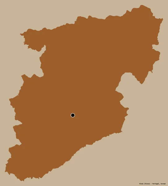 Form Viseu Distrikt Portugal Med Sin Huvudstad Isolerad Solid Färg — Stockfoto