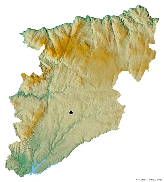 Форма Візеу Район Португалії Столицею Ізольованою Білому Тлі Карта Рельєфу — стокове фото