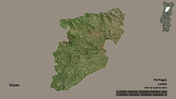 Forma Viseu Distretto Del Portogallo Con Sua Capitale Isolata Uno — Foto Stock