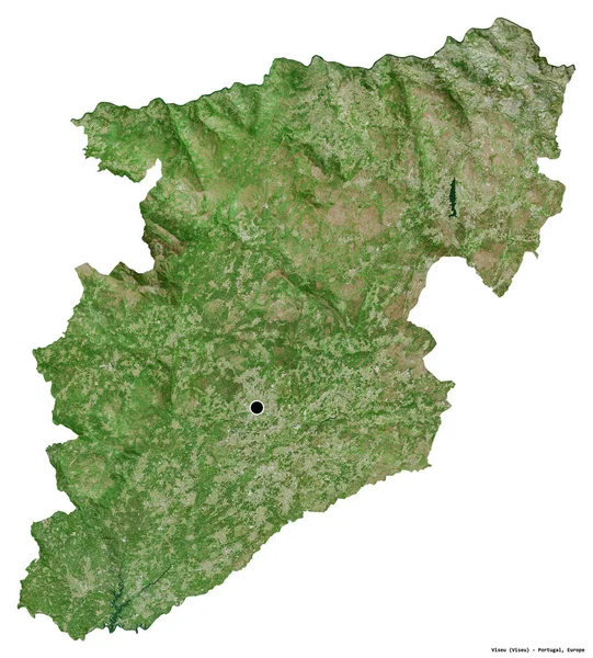 Форма Визеу Район Португалии Столицей Изолированной Белом Фоне Спутниковые Снимки — стоковое фото