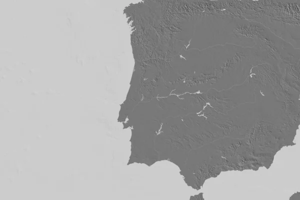 Extended Area Portugal Bilevel Elevation Map Rendering — Stock Photo, Image