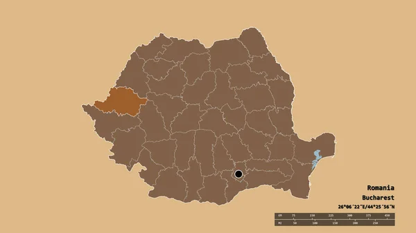 Bentuk Desaturasi Rumania Dengan Ibukotanya Divisi Regional Utama Dan Wilayah — Stok Foto