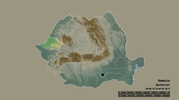 Desaturatie Van Roemenië Met Als Hoofdstad Belangrijkste Regionale Divisie Het — Stockfoto