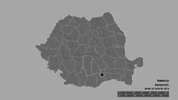 루마니아의 형태와 중심의 아르제 지역이 있었다 라벨이요 렌더링 — 스톡 사진