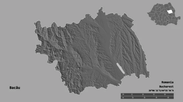 Форма Бакау Графство Румунія Столицею Ізольованою Твердому Тлі Масштаб Відстаней — стокове фото