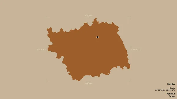 Obszar Bacau Okręg Rumunii Odizolowany Solidnym Tle Georeferencyjnej Skrzynce Granicznej — Zdjęcie stockowe