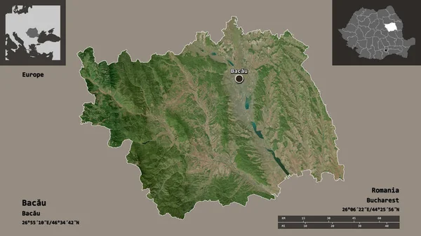 Form Von Bacau Der Rumänischen Grafschaft Und Ihrer Hauptstadt Entfernungsskala — Stockfoto