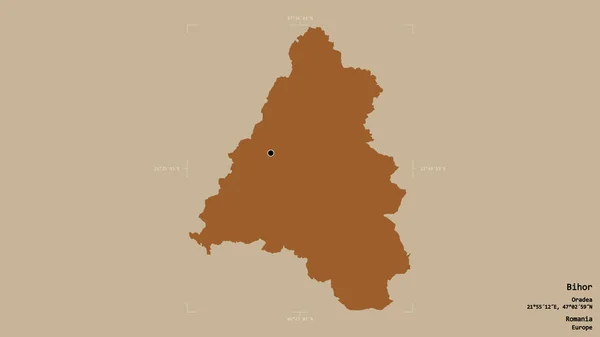 Oblast Bihor Okres Rumunsko Izolované Pevném Pozadí Georeferenční Hraniční Oblasti — Stock fotografie