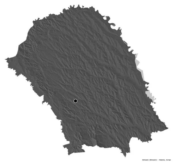 Vorm Van Botosani District Van Roemenië Met Hoofdstad Geïsoleerd Witte — Stockfoto