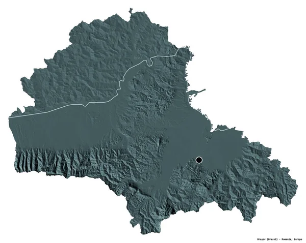 Форма Брашова Графства Румыния Столицей Изолированной Белом Фоне Цветная Карта — стоковое фото