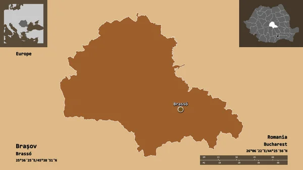 Form Brasov Grevskapet Rumänien Och Dess Huvudstad Avståndsskala Förhandsvisningar Och — Stockfoto