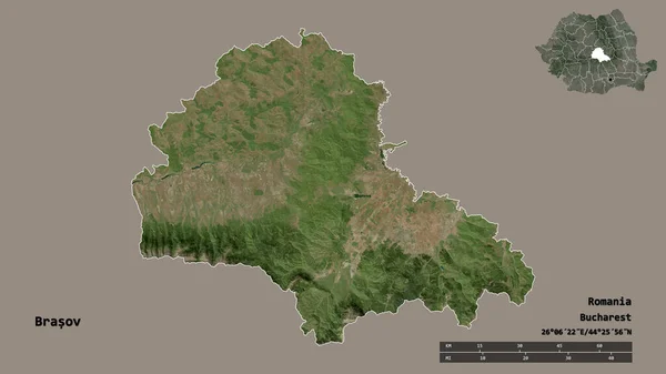 Forma Brasov Condado Rumania Con Capital Aislada Sobre Fondo Sólido — Foto de Stock