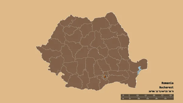 Afgebroken Vorm Van Roemenië Met Hoofdstad Belangrijkste Regionale Divisie Het — Stockfoto