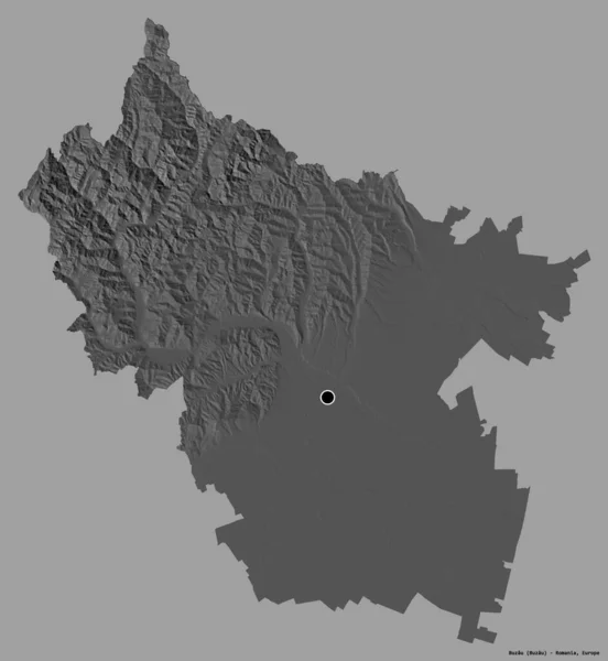 Forme Buzau Comté Roumanie Avec Capitale Isolée Sur Fond Couleur — Photo