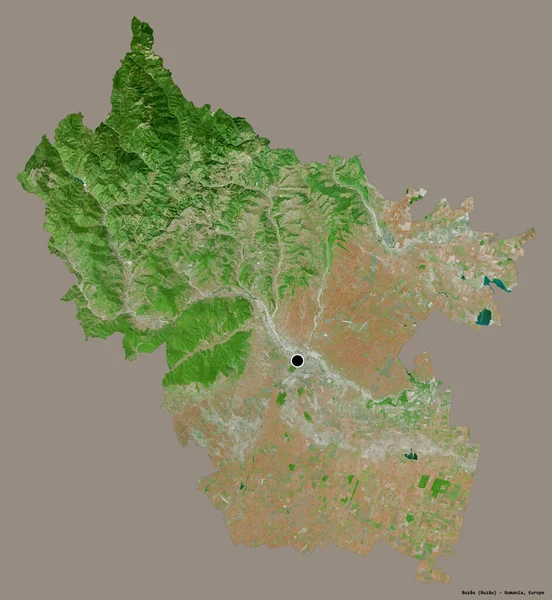 Forme Buzau Comté Roumanie Avec Capitale Isolée Sur Fond Couleur — Photo