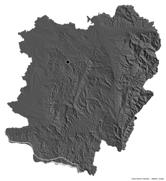 Vorm Van Caras Severin District Van Roemenië Met Hoofdstad Geïsoleerd — Stockfoto