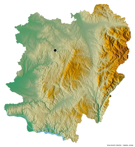 カラスセヴィンの形 ルーマニアの郡 その首都は白い背景に隔離されています 地形図 3Dレンダリング — ストック写真