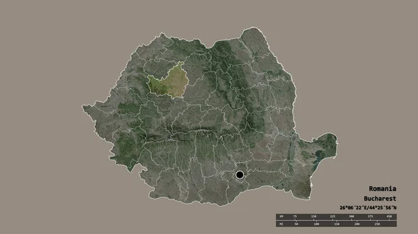 Обесцвеченная Форма Румынии Столицей Главным Региональным Делением Отделенной Территорией Клуж — стоковое фото