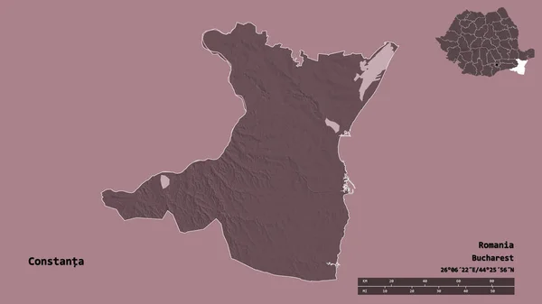 Forme Constanta Comté Roumanie Avec Capitale Isolée Sur Fond Solide — Photo