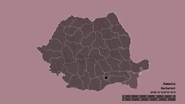 루마니아의 형태와 중심의 그리고 콘스탄 지역이 있었다 라벨이요 지형도 렌더링 — 스톡 사진