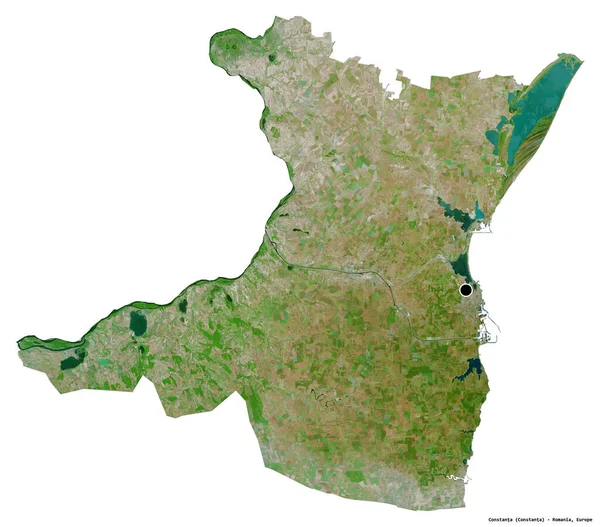 Форма Констанцы Графства Румыния Столицей Изолированной Белом Фоне Спутниковые Снимки — стоковое фото