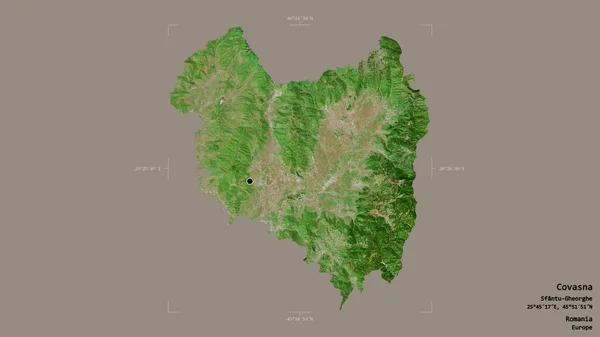 罗马尼亚科瓦斯纳县的一个地区 在一个地理参考方块中被隔离在坚实的背景下 卫星图像 3D渲染 — 图库照片