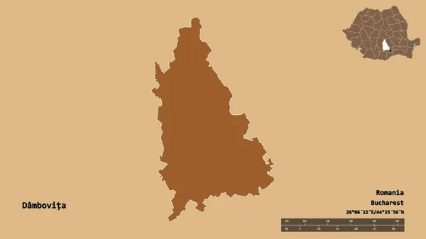Forma Dambovita Contea Romania Con Sua Capitale Isolata Uno Sfondo — Foto Stock