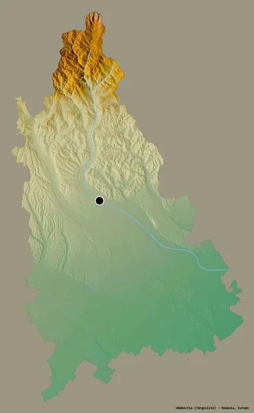 Forma Dambovita Condado Rumania Con Capital Aislada Sobre Fondo Color —  Fotos de Stock