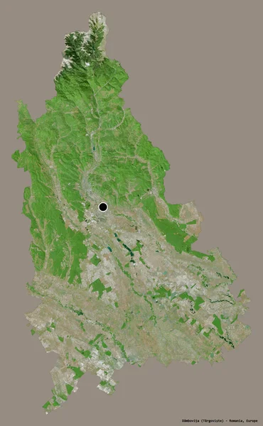 Shape Dambovita Rumæniens Amt Med Sin Hovedstad Isoleret Solid Farve - Stock-foto