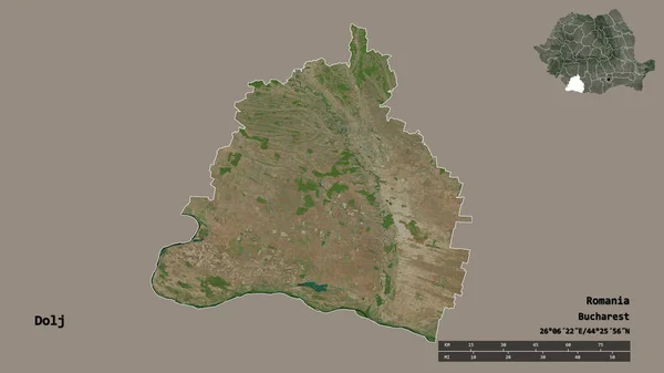 Forma Dolj Provincia Rumania Con Capital Aislada Sobre Fondo Sólido —  Fotos de Stock