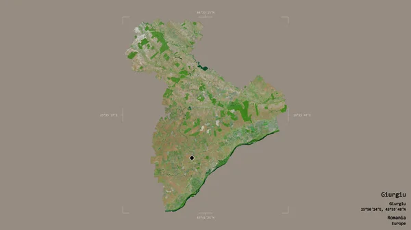 罗马尼亚Giurgiu县的一个地区 在一个地理参照框的坚实背景下被隔离 卫星图像 3D渲染 — 图库照片