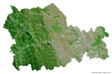 Romanya 'nın Neamt ilçesinin başkenti beyaz arka planda izole edilmiştir. Uydu görüntüleri. 3B görüntüleme