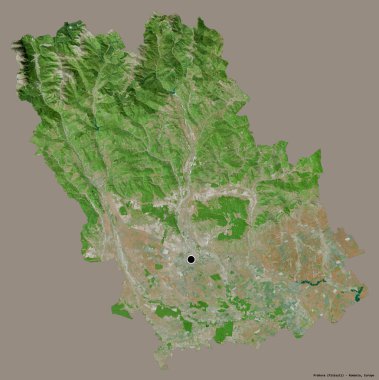 Romanya 'nın Prahova kenti, başkenti katı renk arka planına izole edilmiş durumda. Uydu görüntüleri. 3B görüntüleme