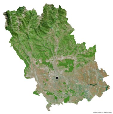 Romanya 'nın Prahova kenti, başkenti beyaz arka planda izole edilmiş. Uydu görüntüleri. 3B görüntüleme