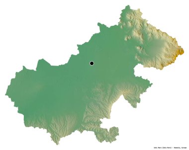 Romanya 'nın Satu Mare ilçesinin başkenti beyaz arka planda izole edilmiştir. Topografik yardım haritası. 3B görüntüleme