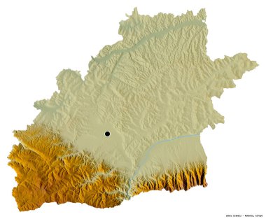 Romanya 'nın Sibiu ilçesinin başkenti beyaz arka planda izole edilmiştir. Topografik yardım haritası. 3B görüntüleme