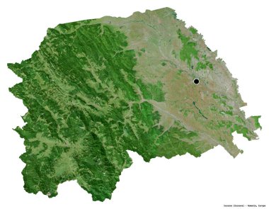 Romanya 'nın Suceava ilçesinin başkenti beyaz arka planda izole edilmiştir. Uydu görüntüleri. 3B görüntüleme