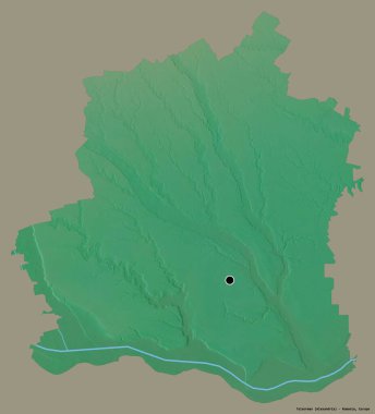 Romanya 'nın Teleorman ilçesi, başkenti katı renk arka planına izole edilmiş. Topografik yardım haritası. 3B görüntüleme