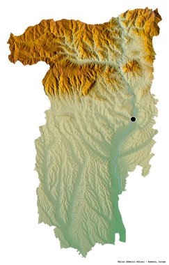 Romanya 'nın Valcea ilçesinin başkenti beyaz arka planda izole edilmiştir. Topografik yardım haritası. 3B görüntüleme